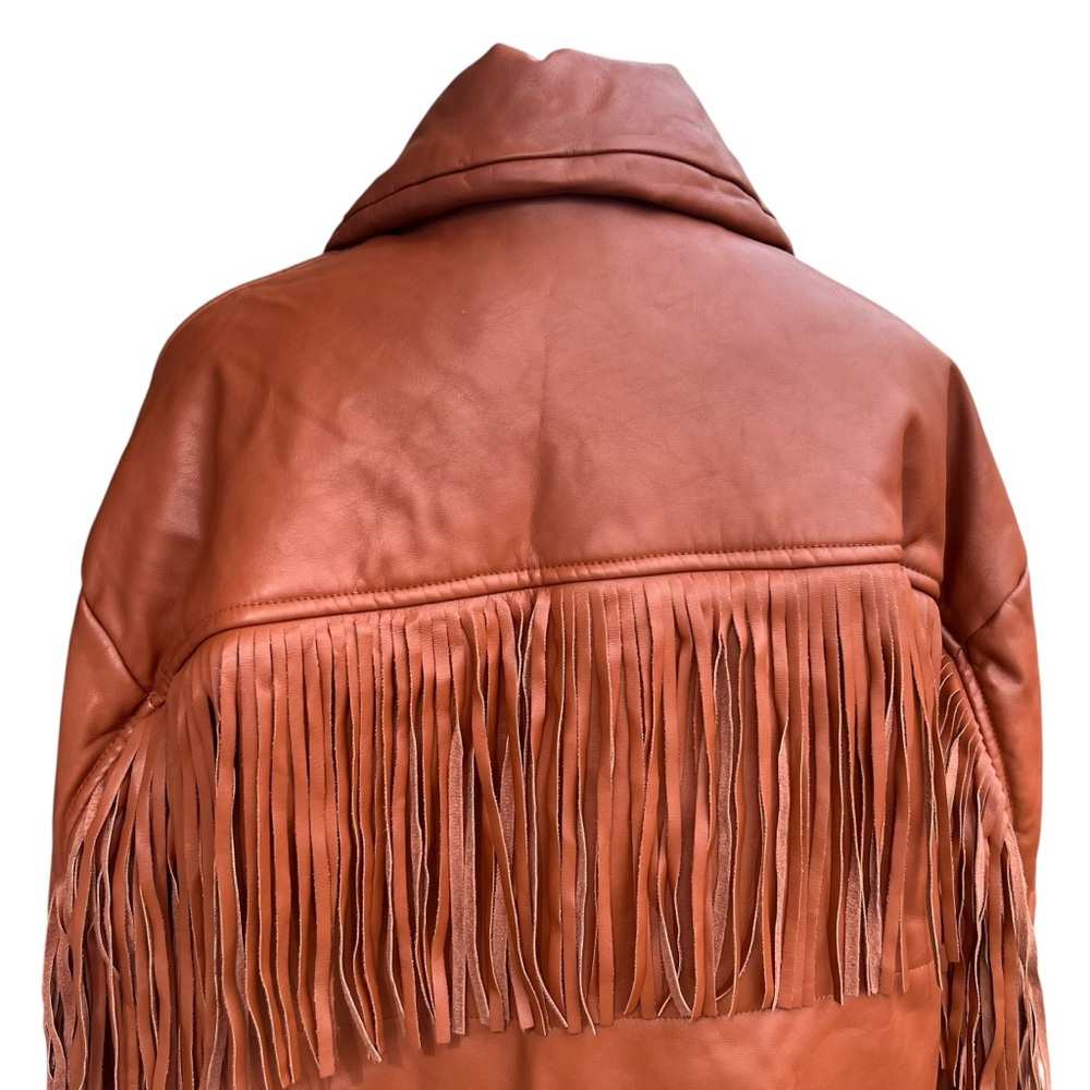 NUULY x BLANKNYC Vegan Leather Fringe Puffer Sz S - Picture 9 of 10